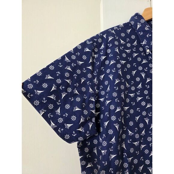 Ralph Lauren sail boat print classic fit short sleeve button up shirt size XXL N - Picture 3 of 9